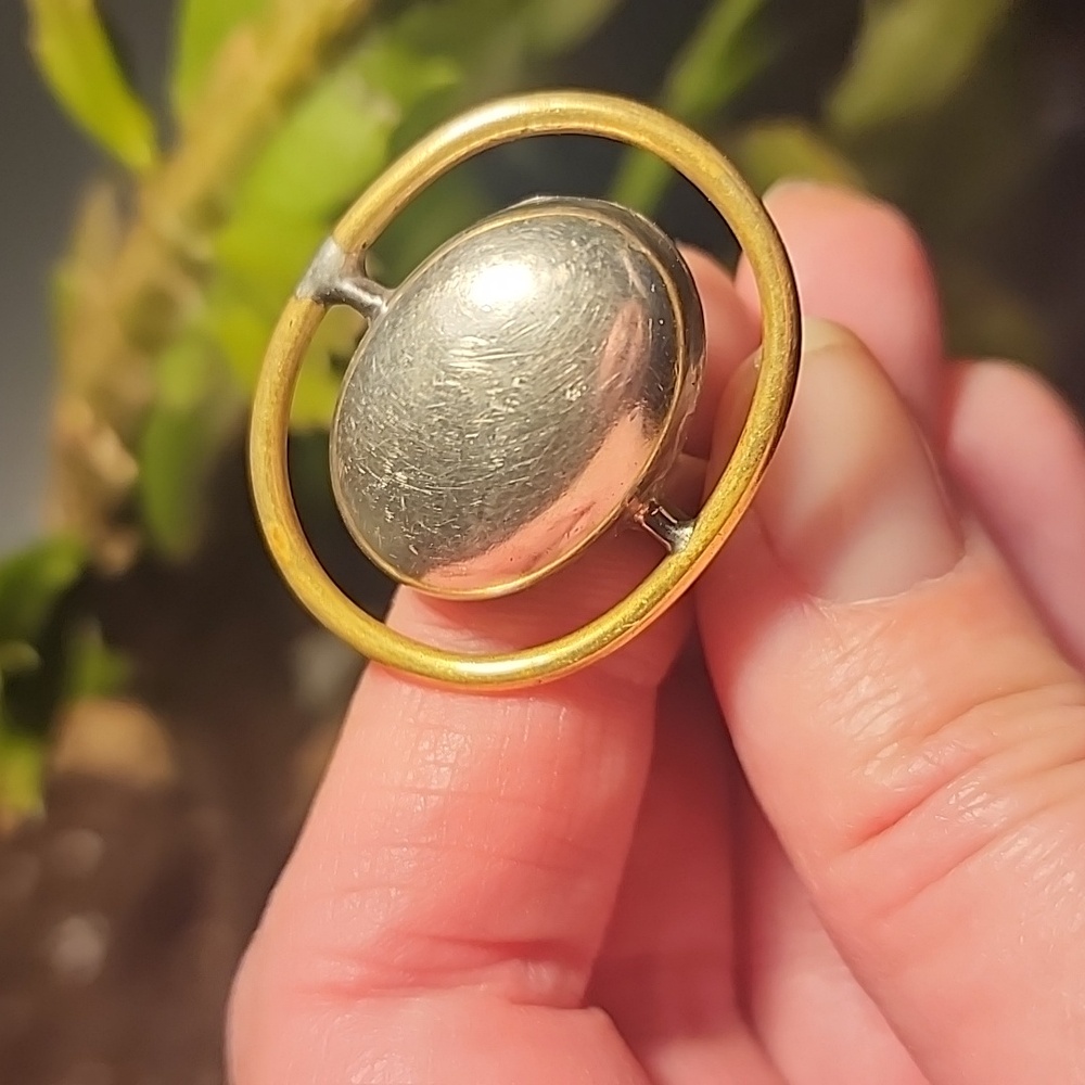 Vintage Taxico Sterling Silver & Brass Adjustable Ring